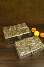 Decorative rectangle savings box in German silver, perfect for weddings, housewarmings, and auspicious occasions.