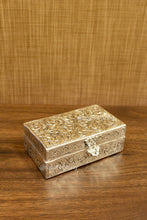 Decorative rectangle savings box in German silver, perfect for weddings, housewarmings, and auspicious occasions.