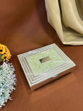 Silver-plated glitter dry fruit box with elegant textured design, ideal for festive gifting, weddings, and Diwali celebrations. Perfect for serving sweets and dry fruits in style.