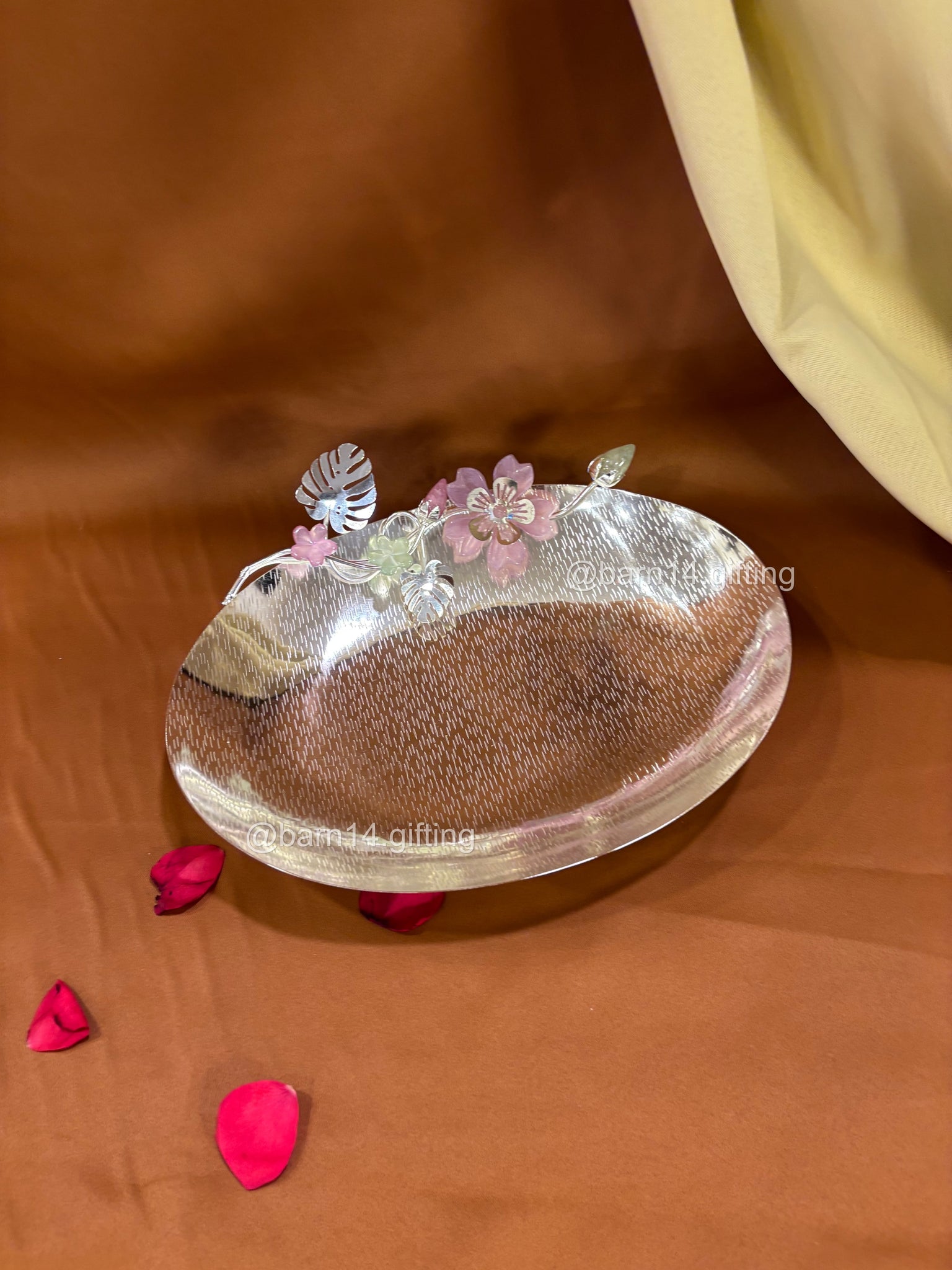 Oval Flower Motif Platter