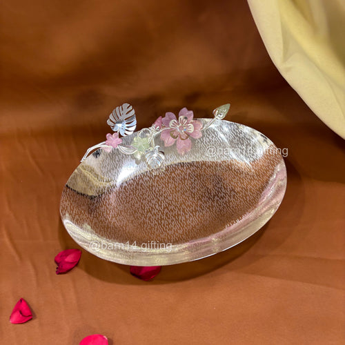 Oval Flower Motif Platter