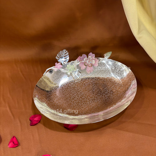 Oval Flower Motif Platter