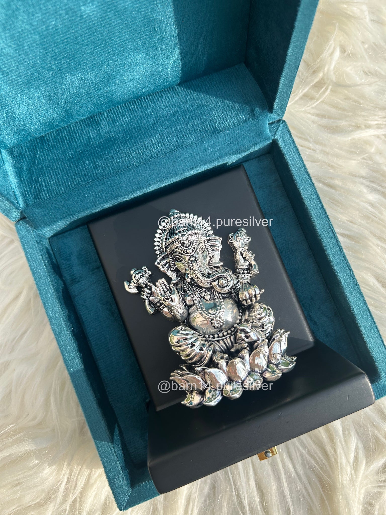 Pure Silver Ganesha on Lotus Stand