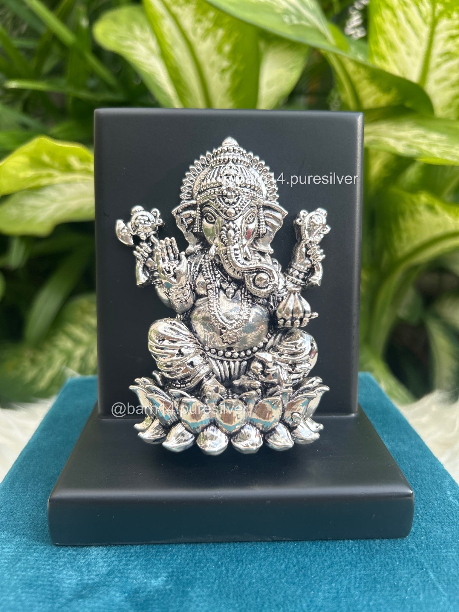 Pure Silver Ganesha on Lotus Stand