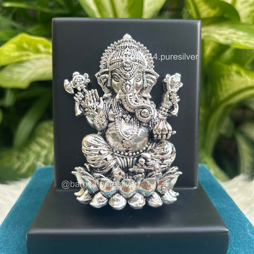 Pure Silver Ganesha on Lotus Stand