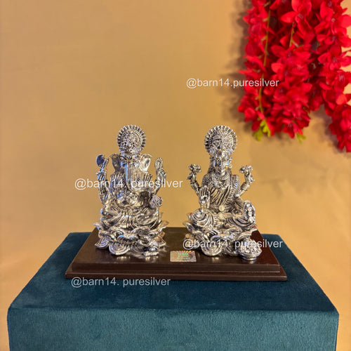 Pure Silver Ganesh Laxmi Idol