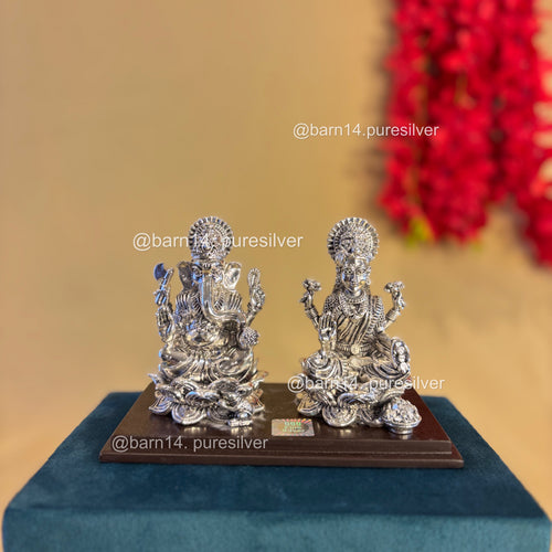 Pure Silver Ganesh Laxmi Idol