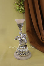 Pure Silver Elephant T-Light Holder- Rose Quartz Edition