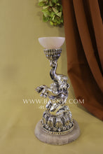 Pure Silver Elephant T-Light Holder- Rose Quartz Edition