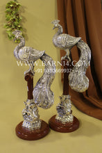 Pure silver peacock on stand