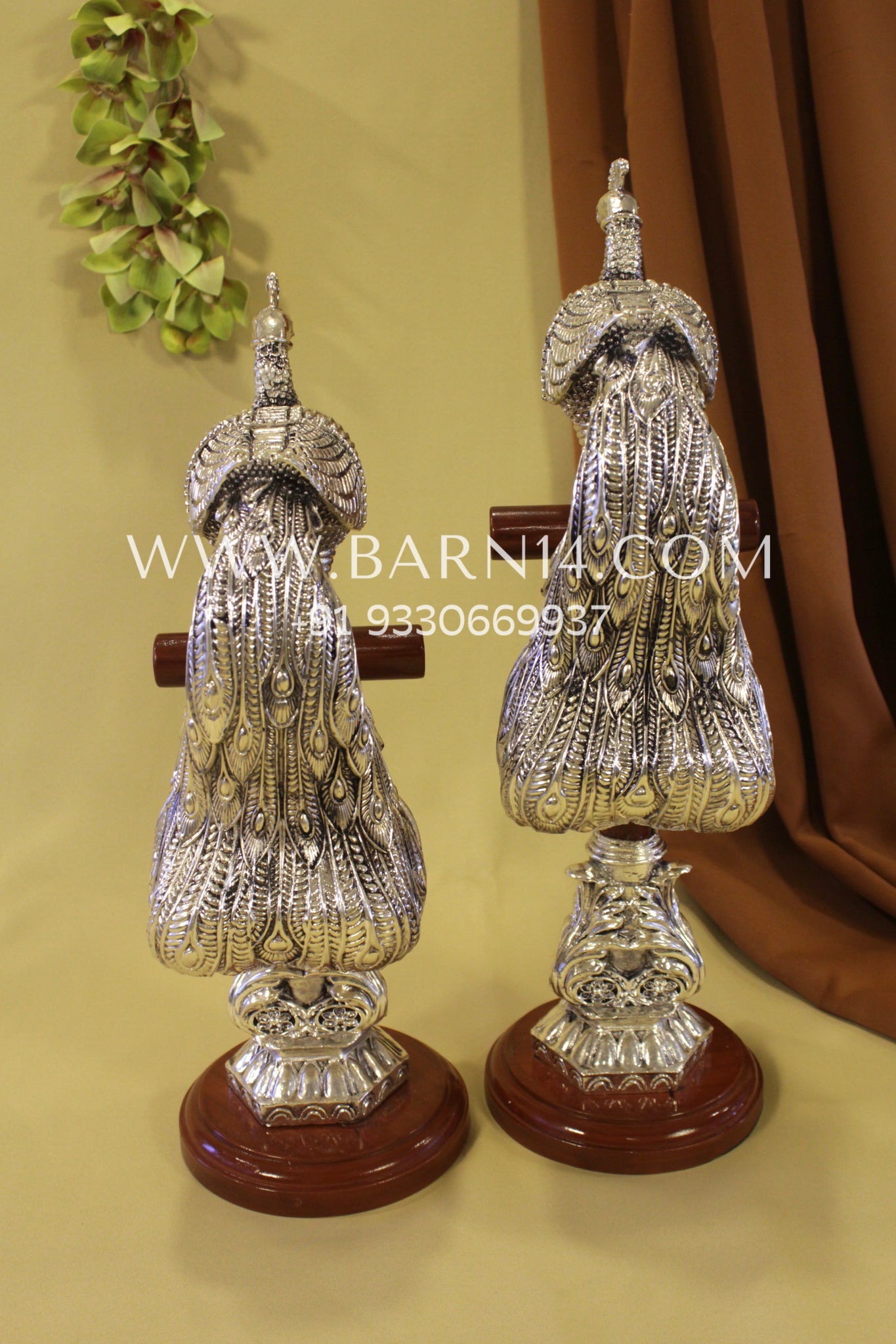 Pure silver peacock on stand