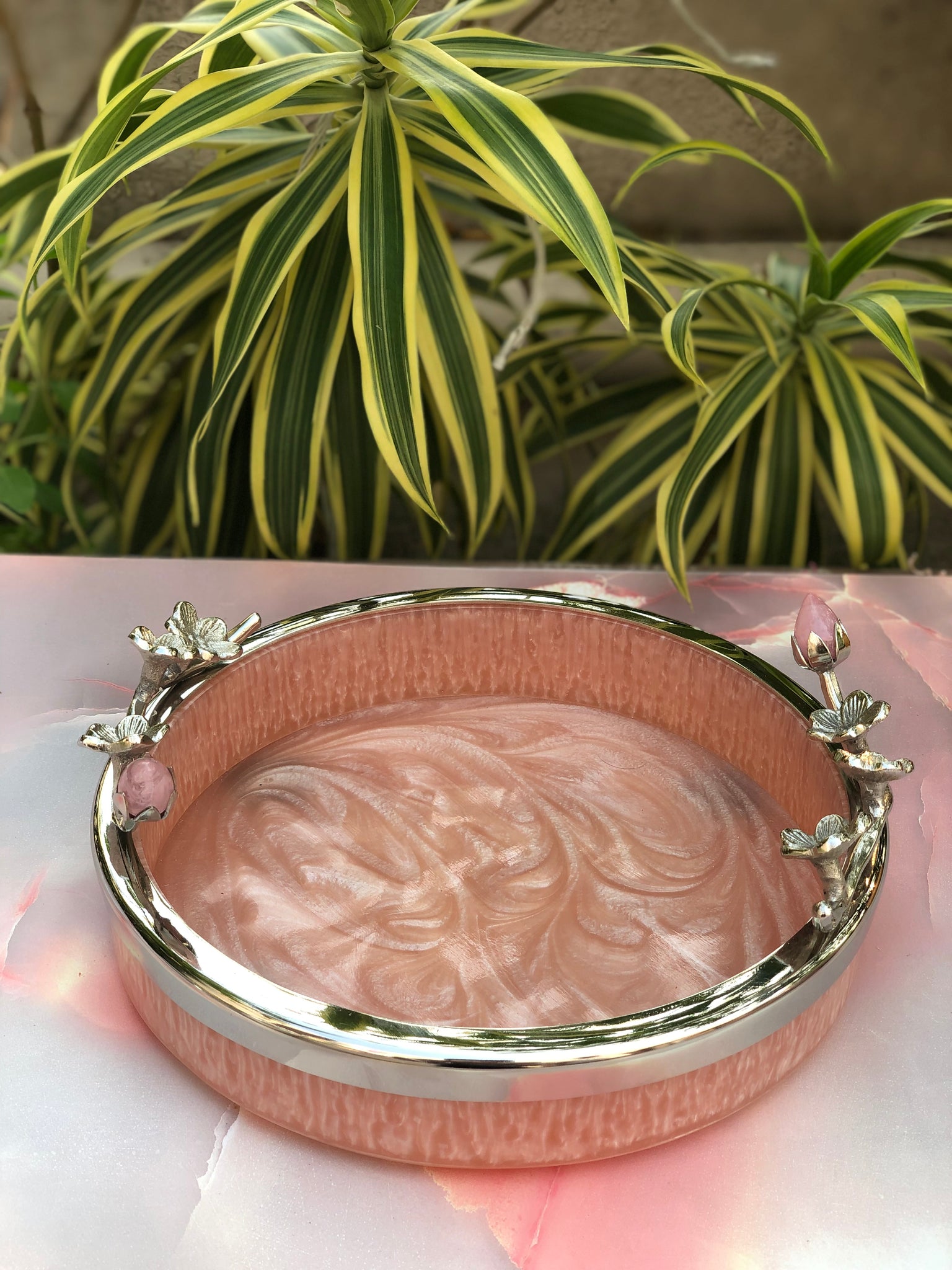 Resin Pink Tulip Tray