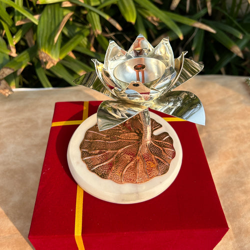 Lotus Diya on Marble Base