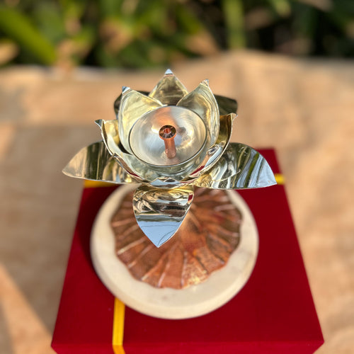 Lotus Diya on Marble Base