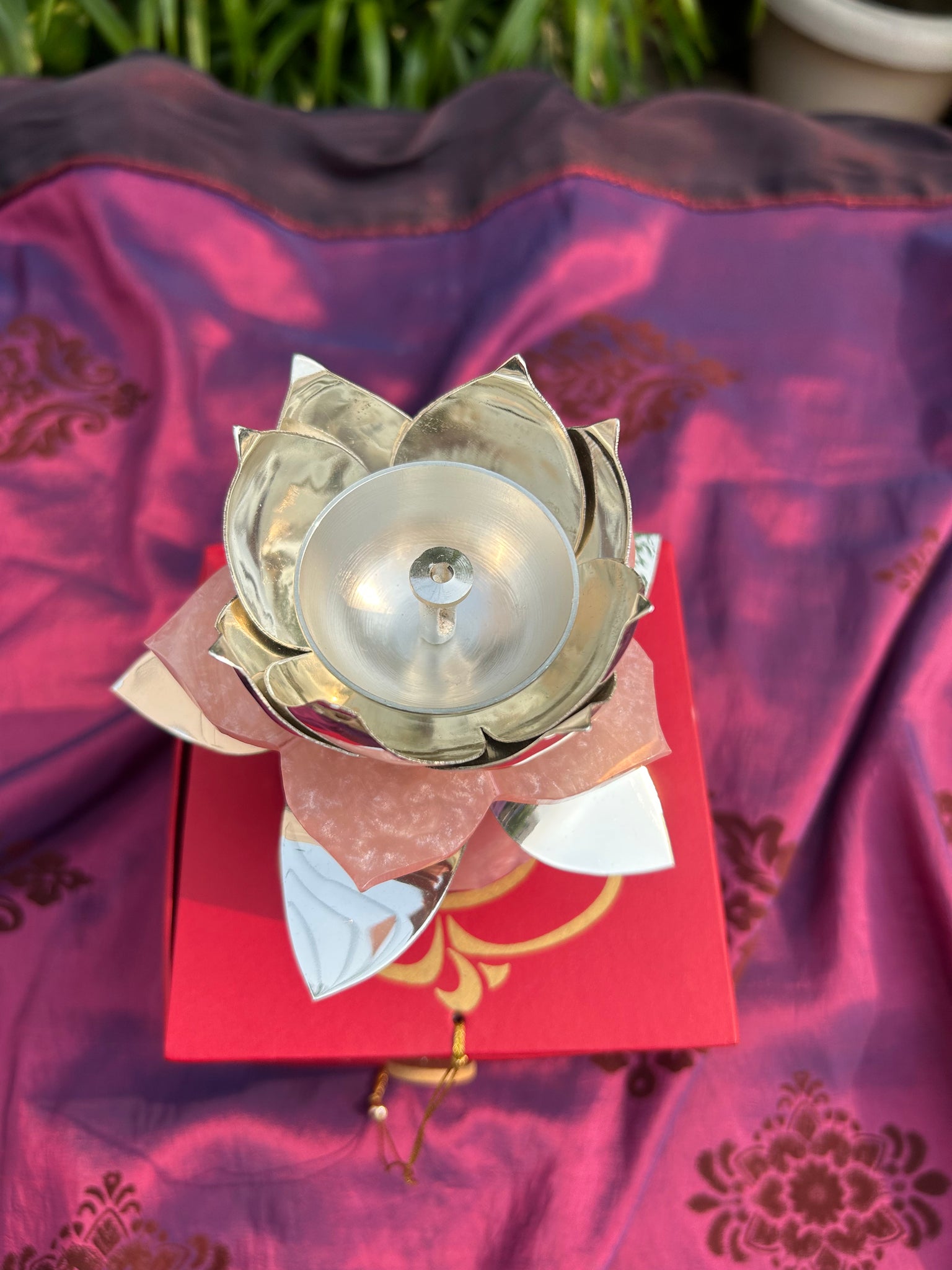 Silver Plated Lotus Diya