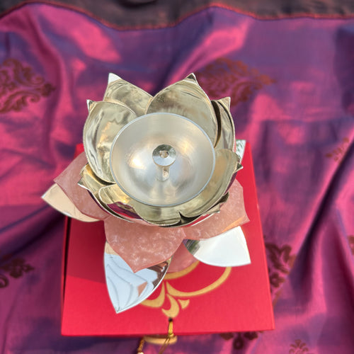 Silver Plated Lotus Diya