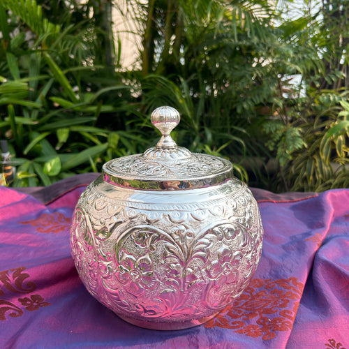 Silver Plated Turkish Round Box