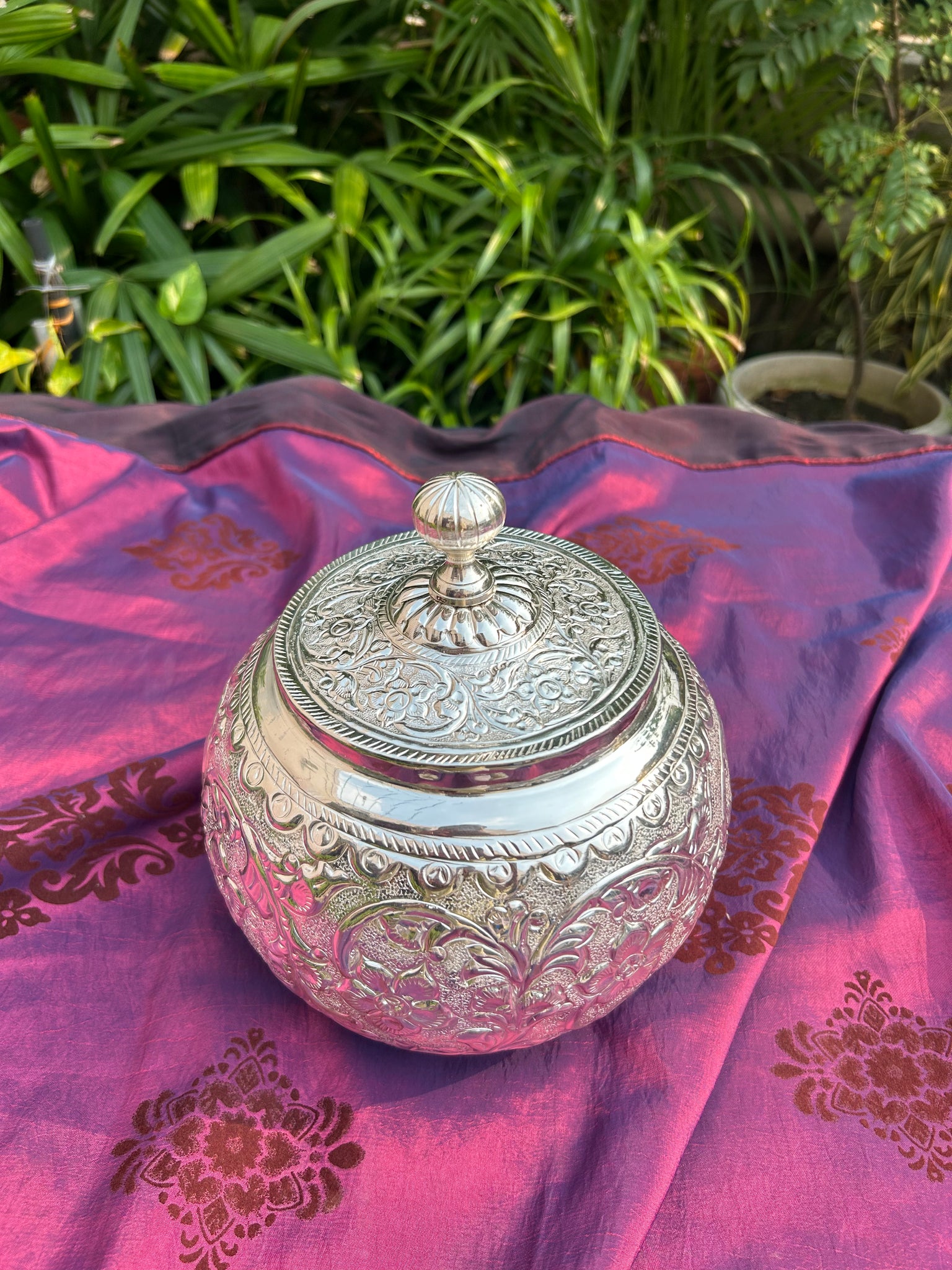 Silver Plated Turkish Round Box