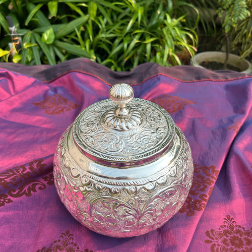 Silver Plated Turkish Round Box