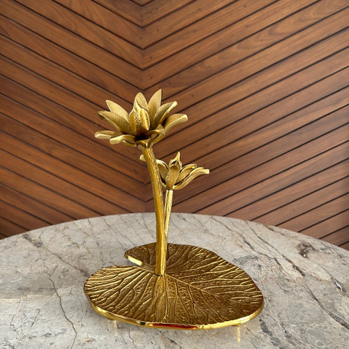 Gold Double Lotus Platter