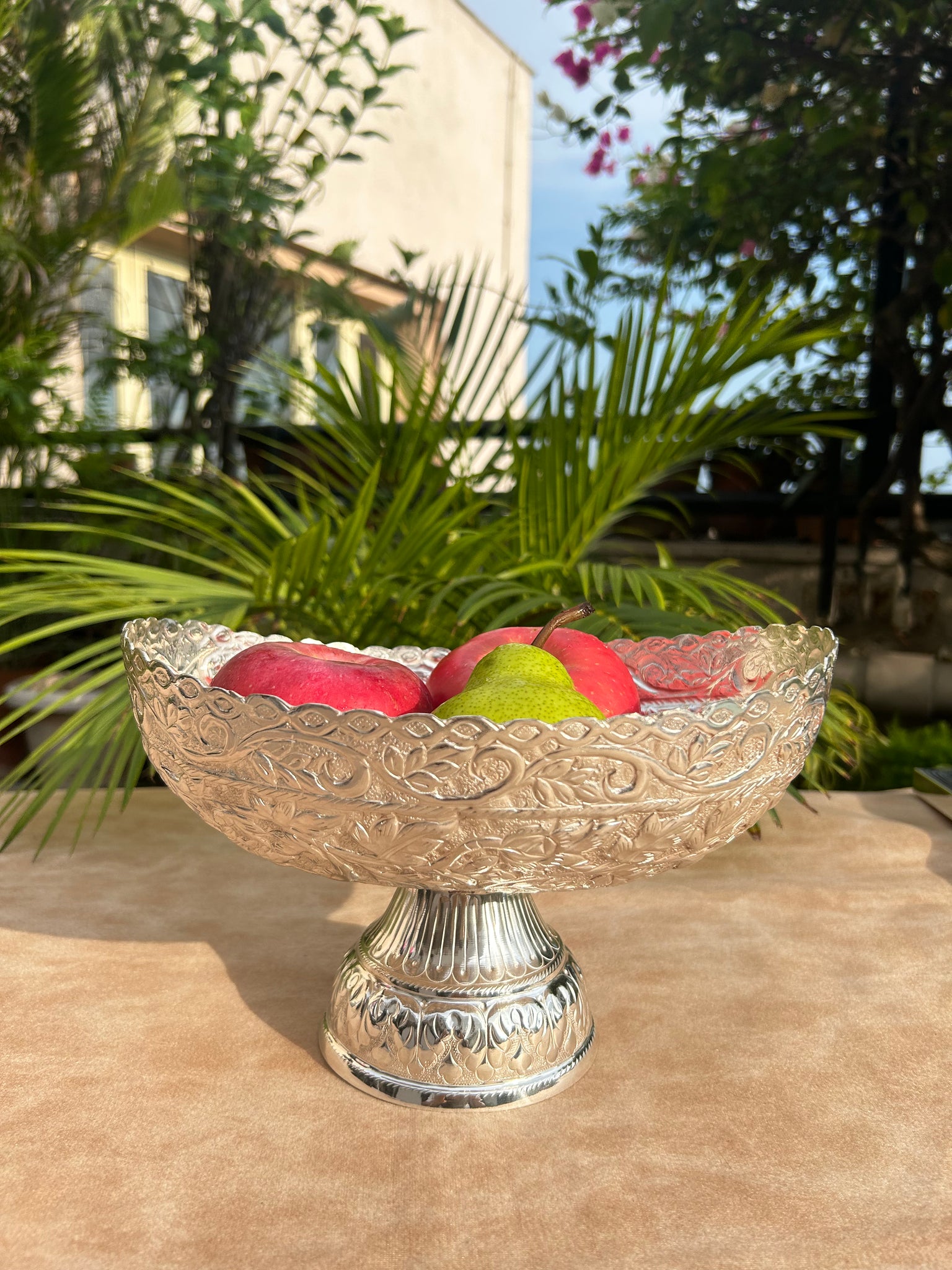 Silver Plated Embossed Fruit Bowl