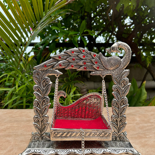 German Silver Stone Peacock Jhula