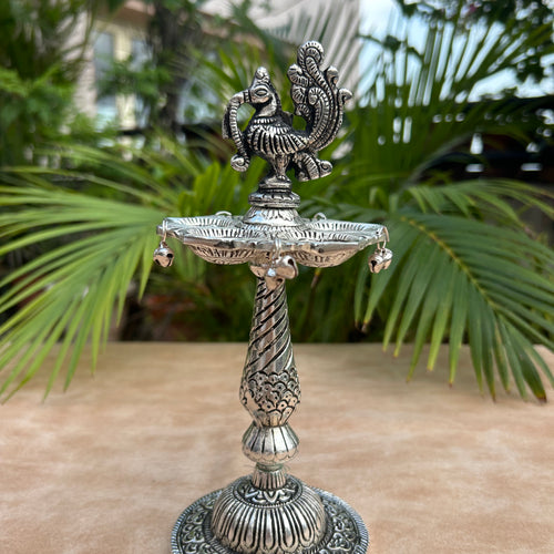 Antique Finish Peacock Diya Stand