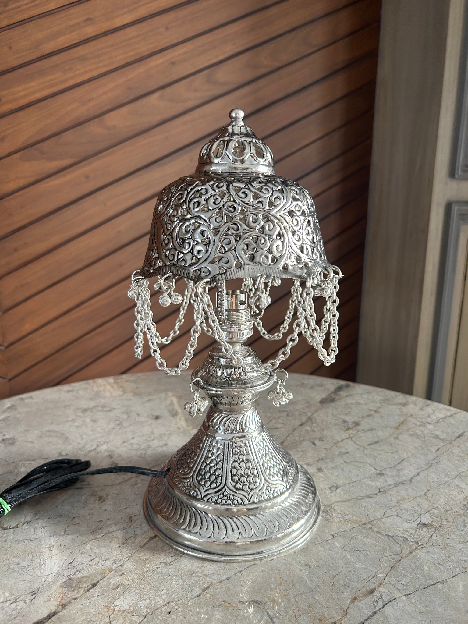 German Silver Table Lamp