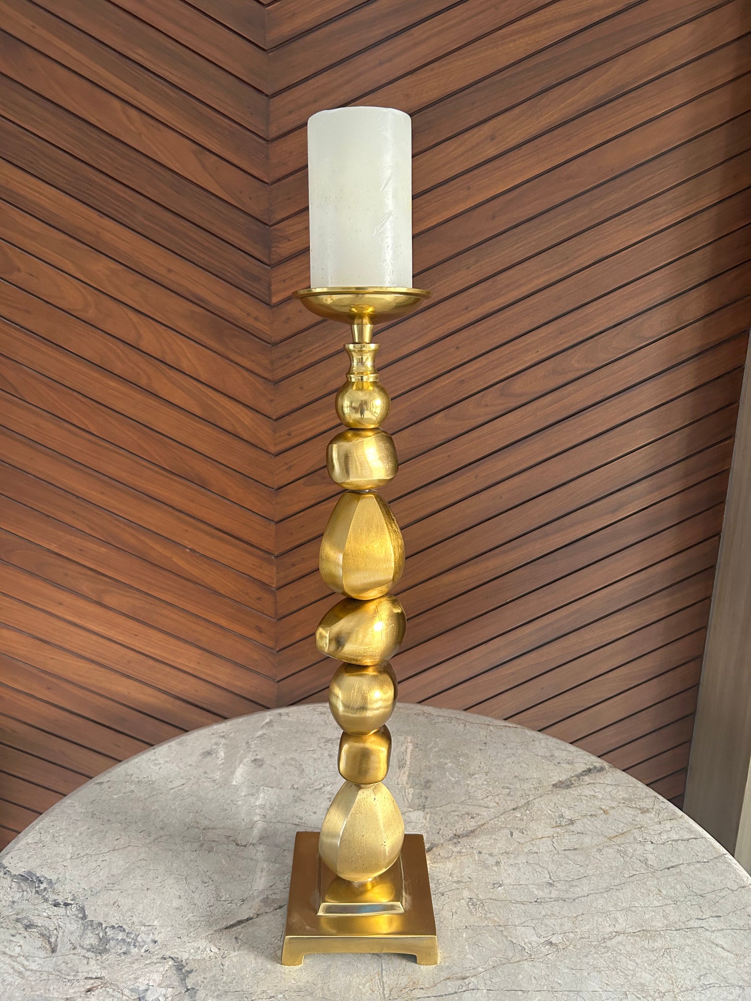 Modern Pebble Candle Stand