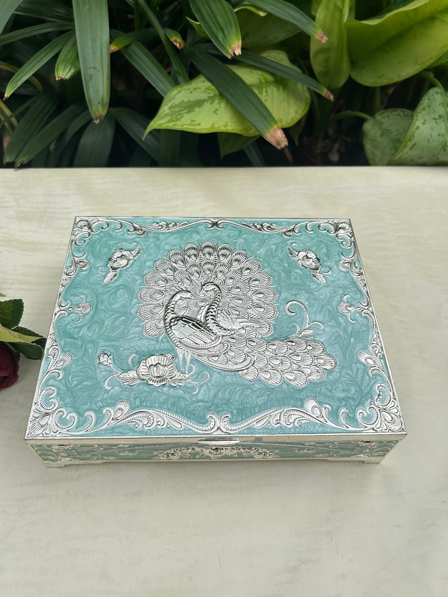 Enamel Peacock Dry Fruit Box