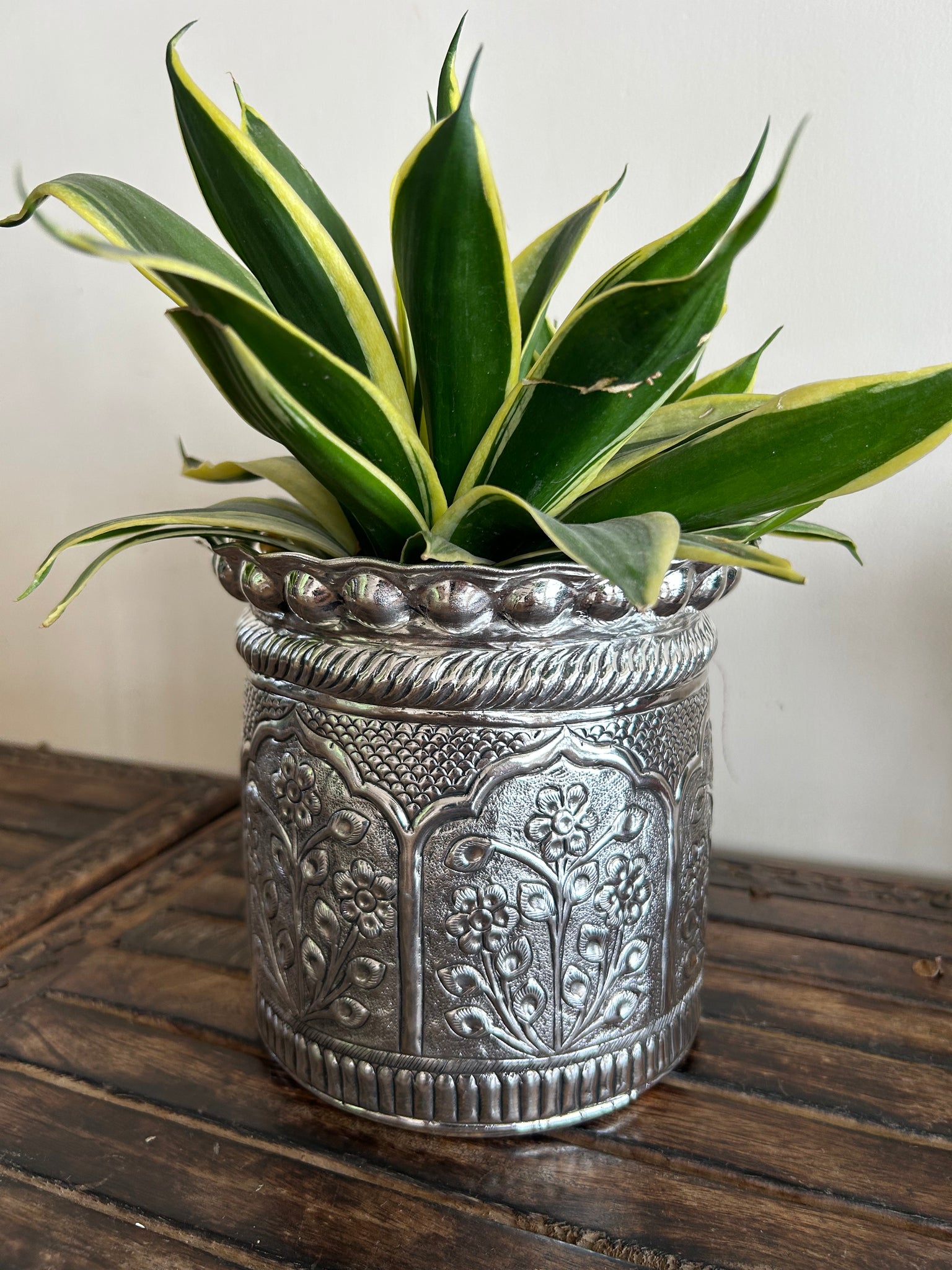 German Silver Floral Design Planter