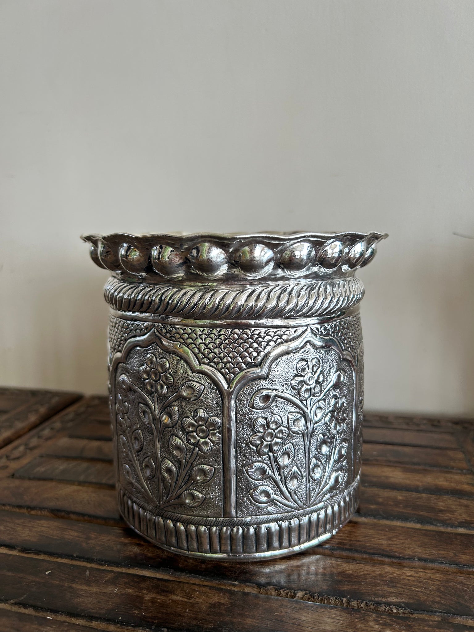 German Silver Floral Design Planter