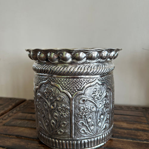 German Silver Floral Design Planter