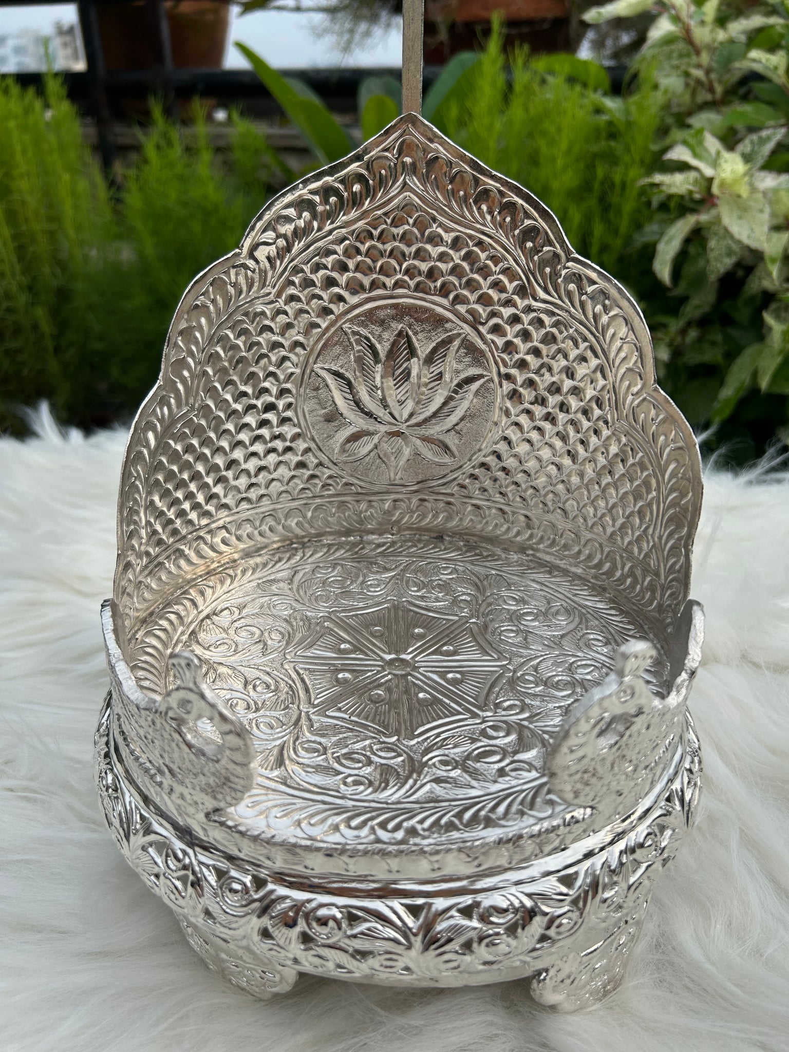 Silver Plated Singhasan- Oval