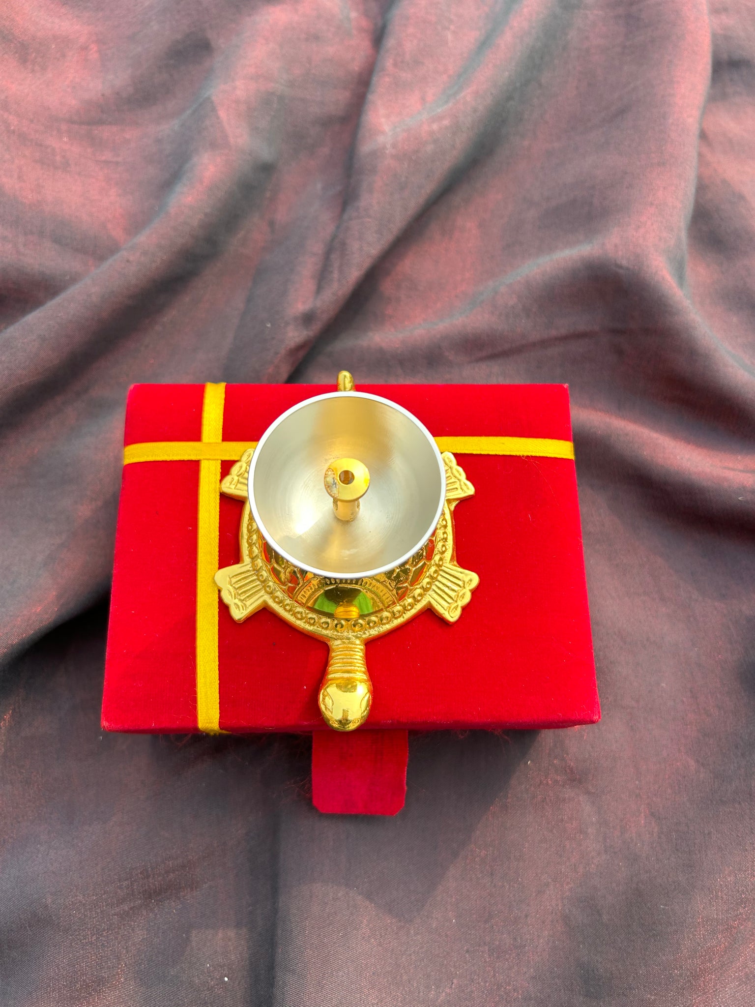 Tortoise Diya with Velvet Box