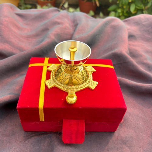 Tortoise Diya with Velvet Box