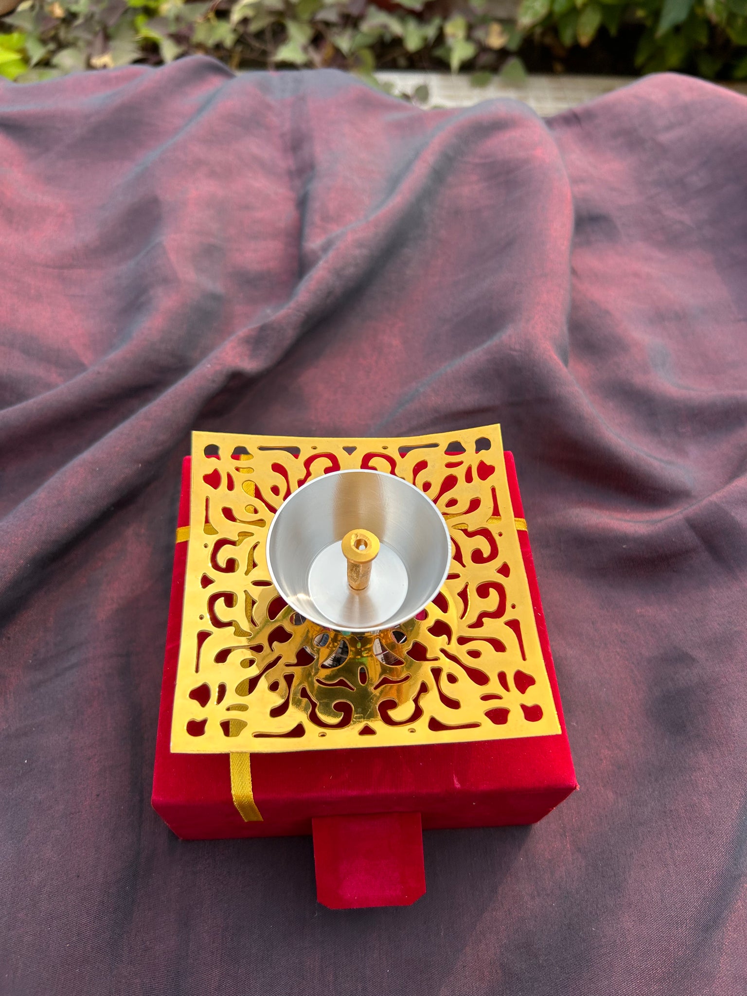 Square Jali Diya with Velvet Box