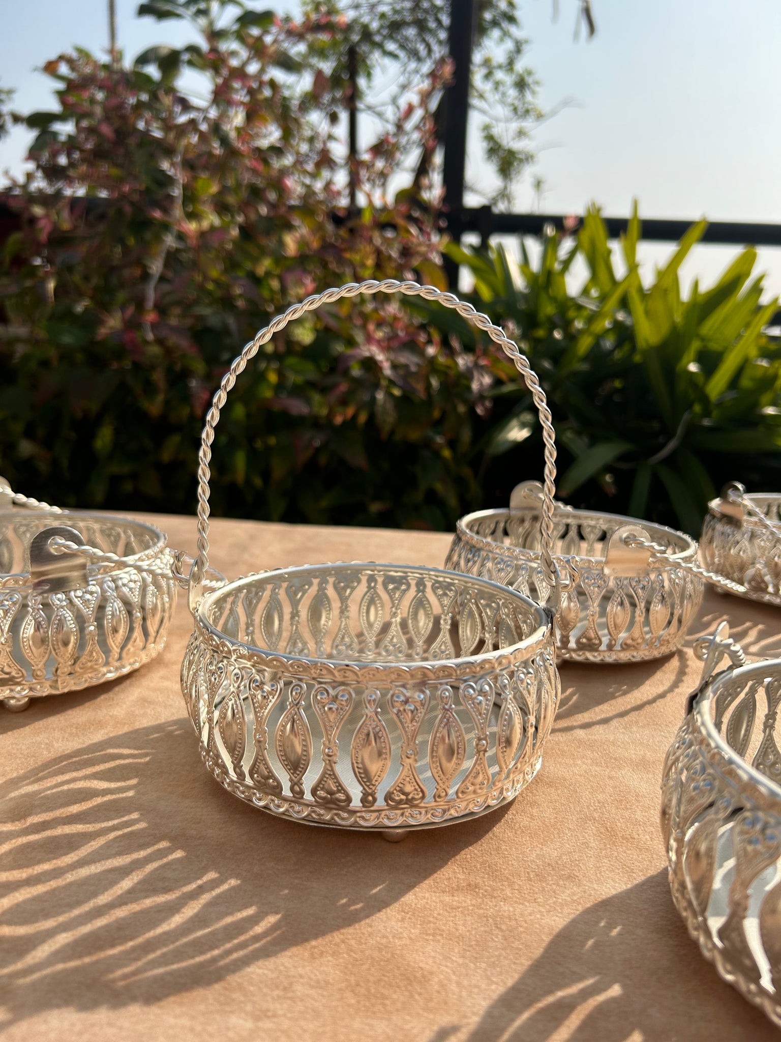 Round Silver Small Basket