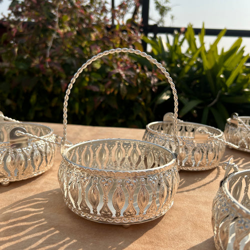 Round Silver Small Basket