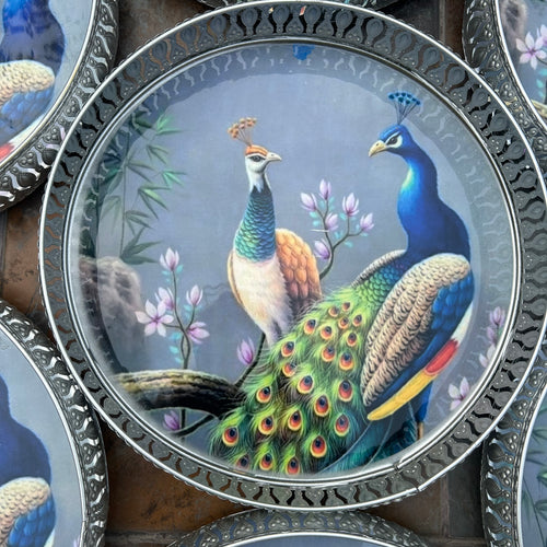 Peacock Design Round Platter