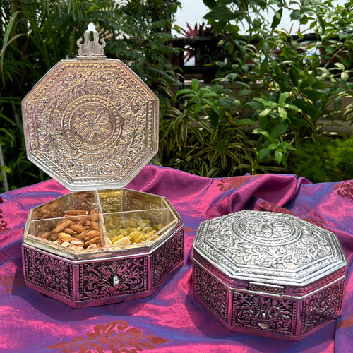 Fine Carved Dry Fruit Box- Octagonal