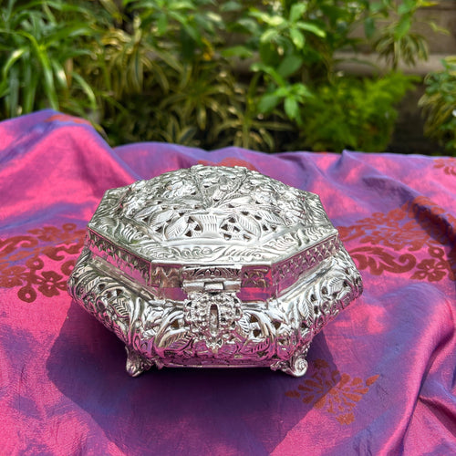 German Silver Dry Fruit Box- Hexagon