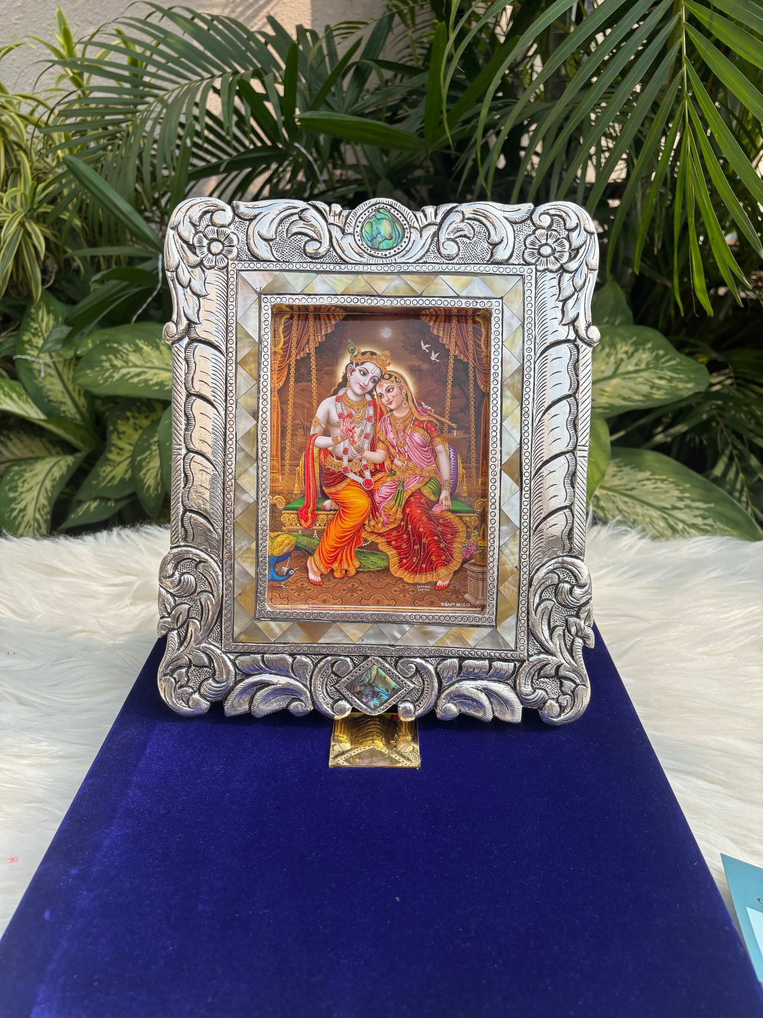 Pure Silver Green Stone Photoframe