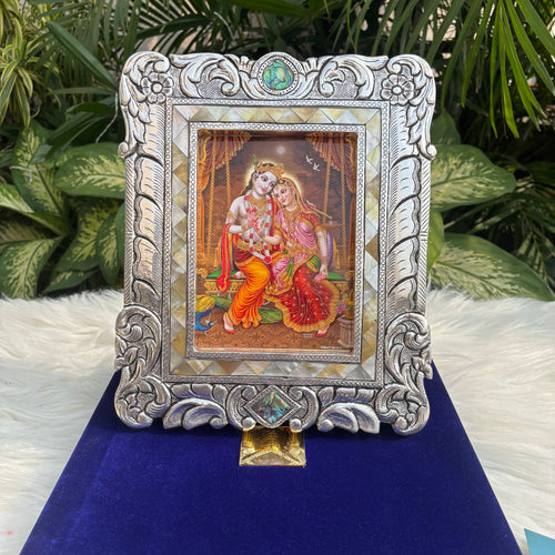 Pure Silver Green Stone Photoframe