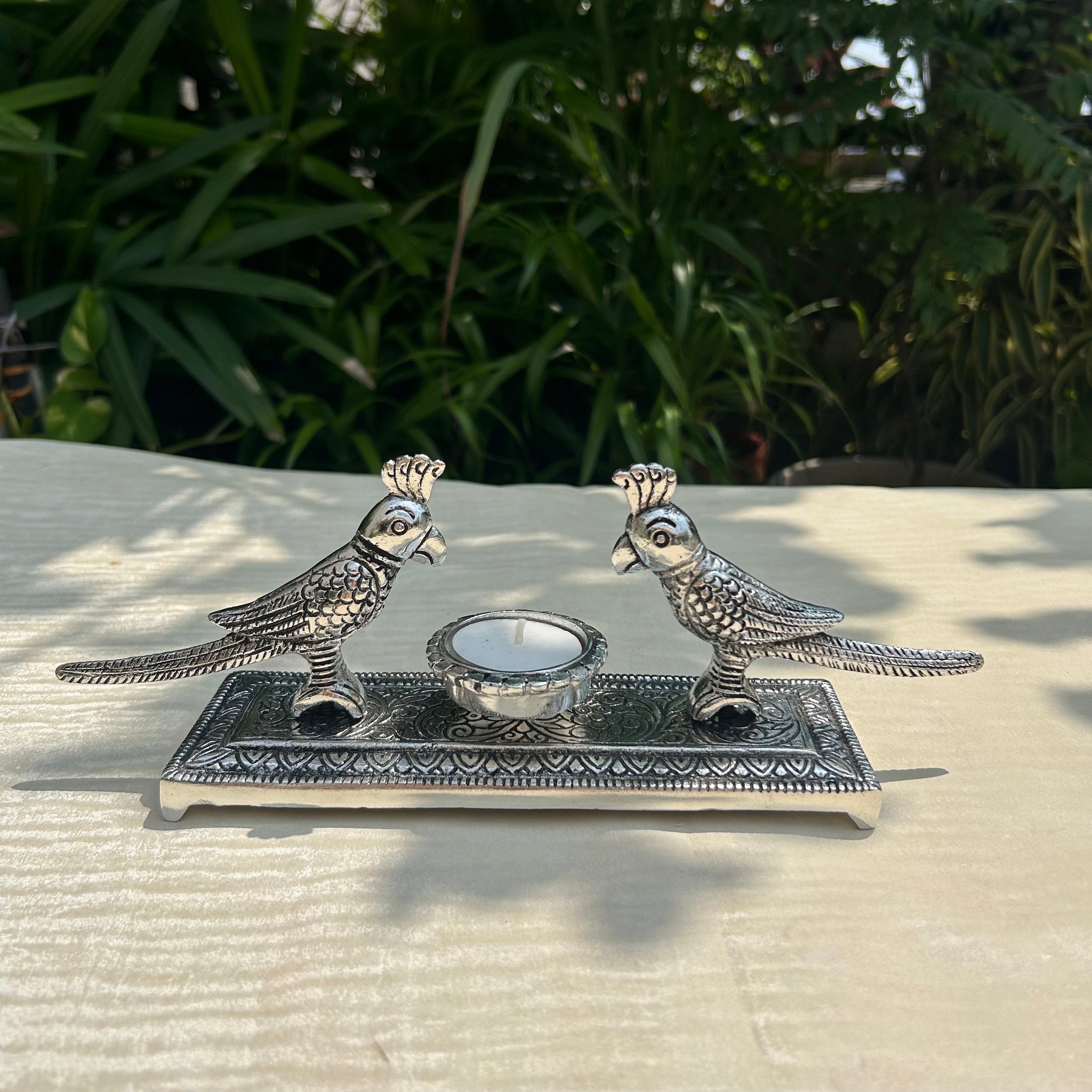 Double Parrot T-light Holder