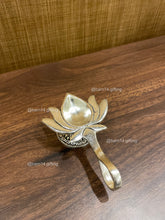 Lotus Aarti Diya in German Silver – traditional lotus-shaped diya for pooja, aarti, Diwali décor, and auspicious gifting.