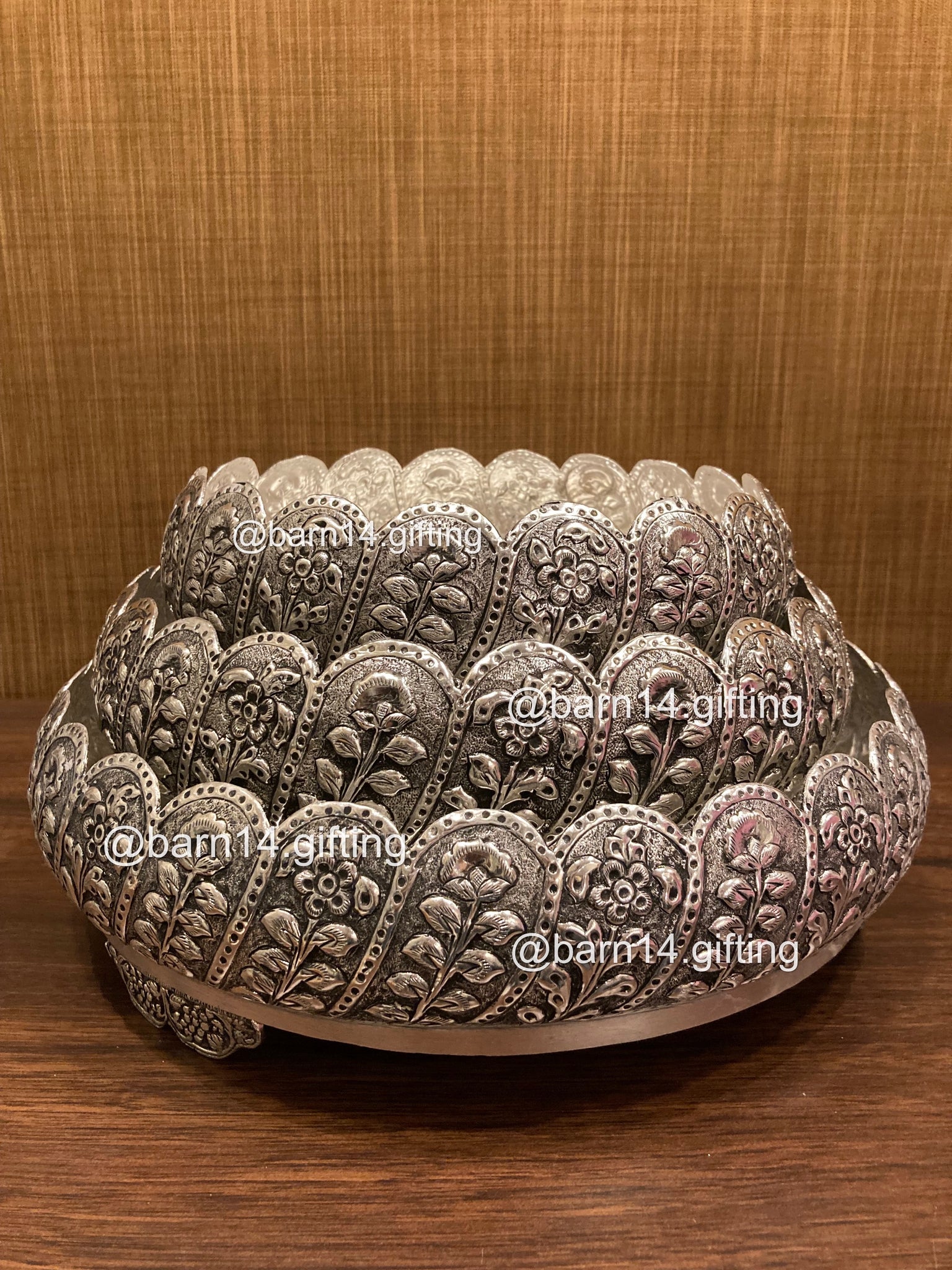 Handcrafted Padmaja urli inspired by lotus blooms, detailed with layered floral carvings — symbolizing purity and serenity, it enhances pooja rooms and festive spaces.