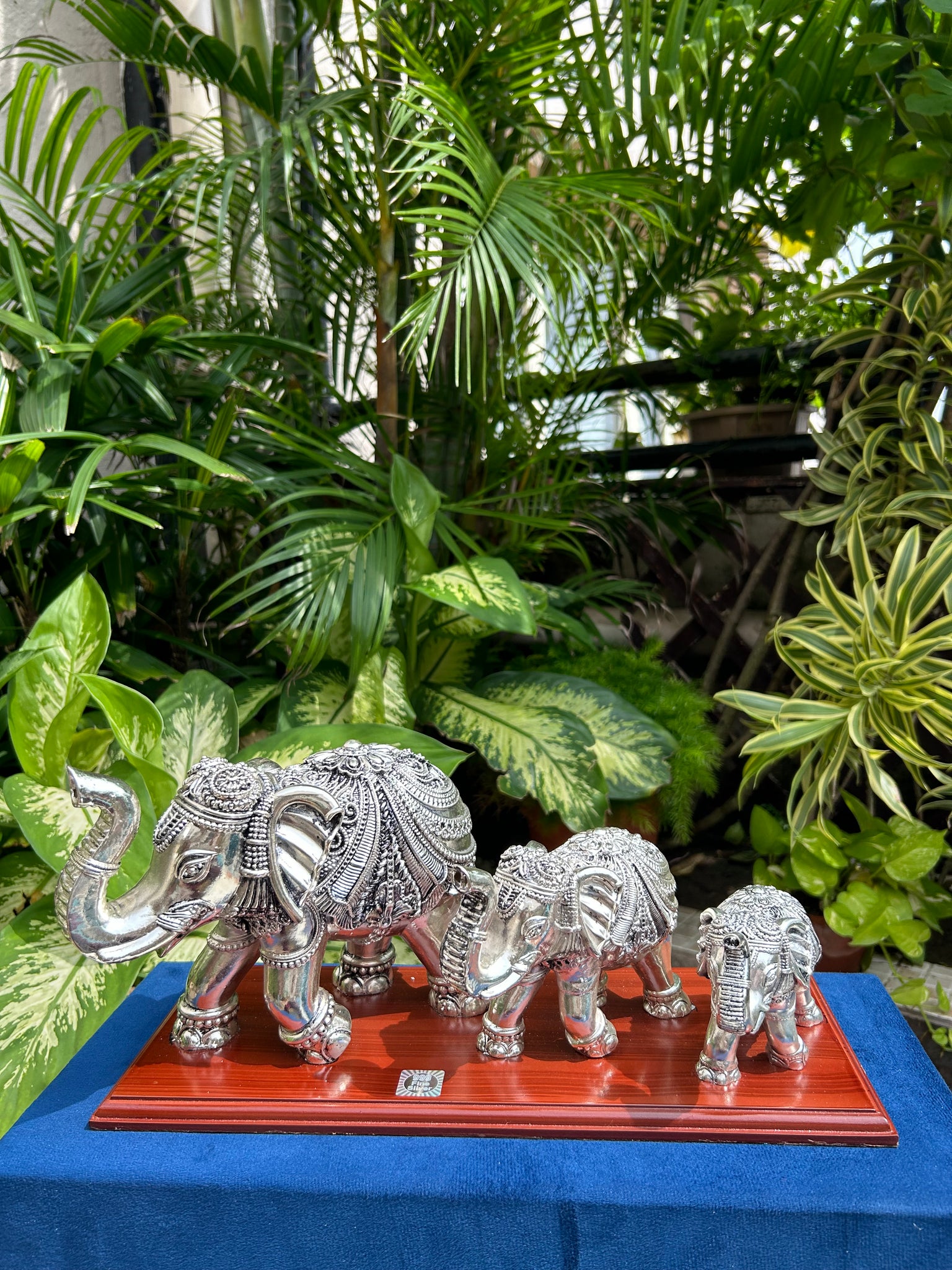 Pure Silver Elephant Family