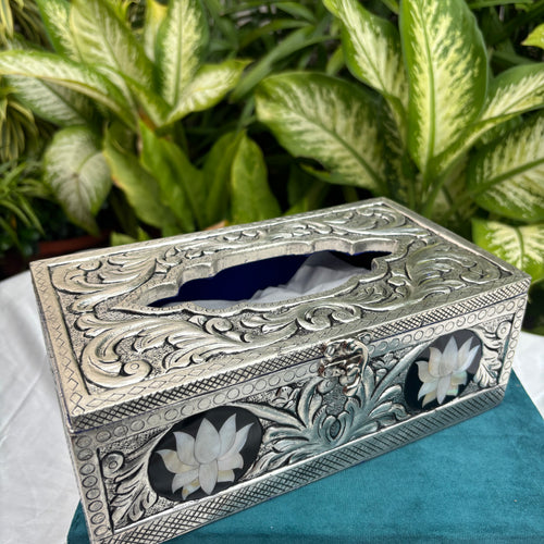 Pure Silver Mother of Pearl Tissue Box