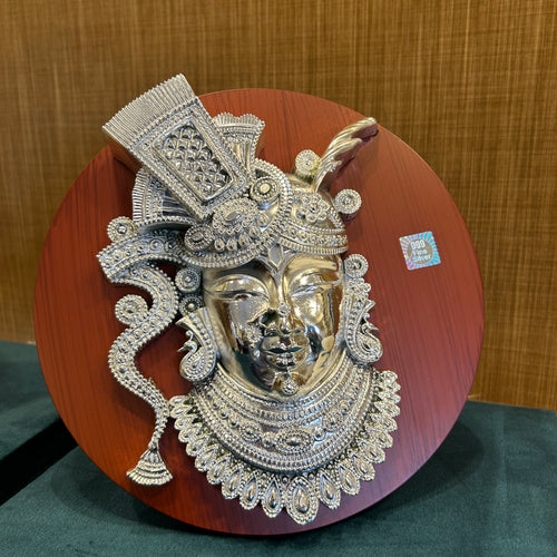 Pure Silver Shreenath Ji Wooden Frame